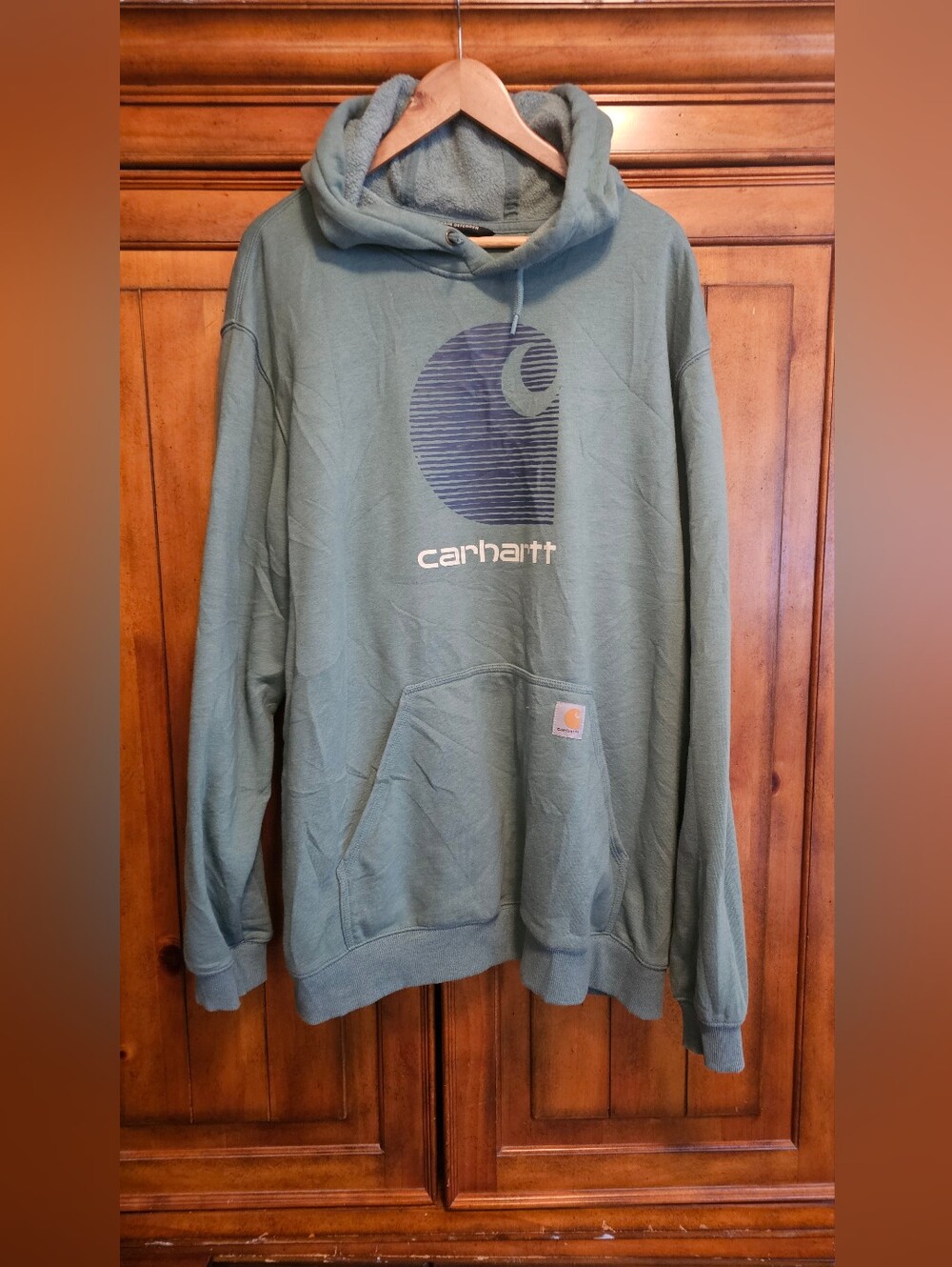 Carhartt Men’s Teal Rain Defender Hoodie 2xl Tall Loose Fit